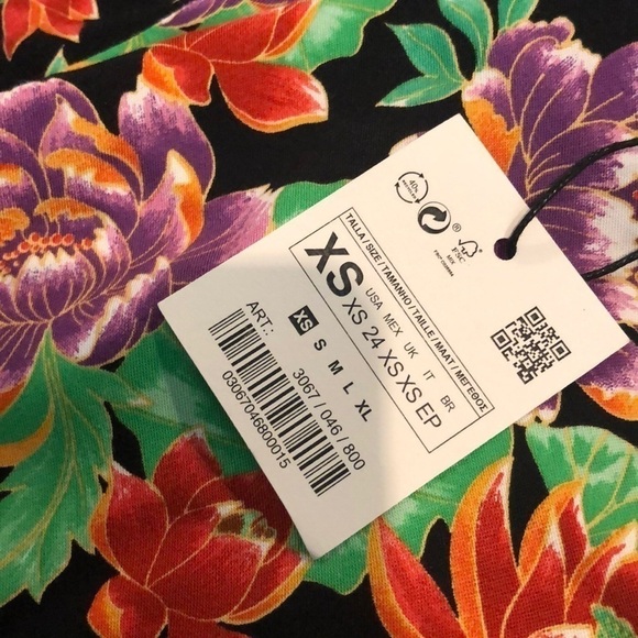 Zara Floral V Neck Shirt xs - Picture 5 of 5